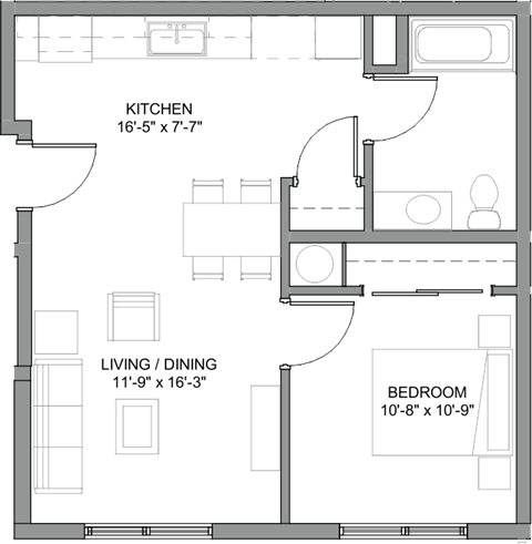 Nueva Esperanza 1 Bed Floor Plan